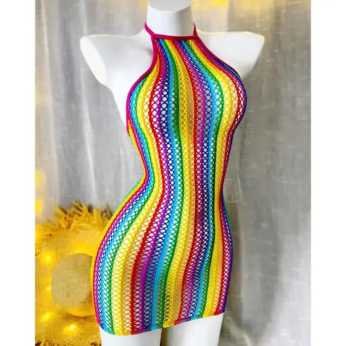 1 pièce Robe moulante sexy pour femme en résille ajourée transparente