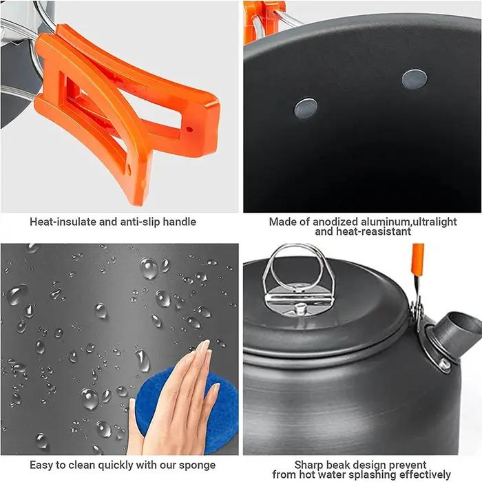 Kit d'ustensiles de cuisine de Camping, ensemble de cuisine en plein air, équipement en aluminium, P