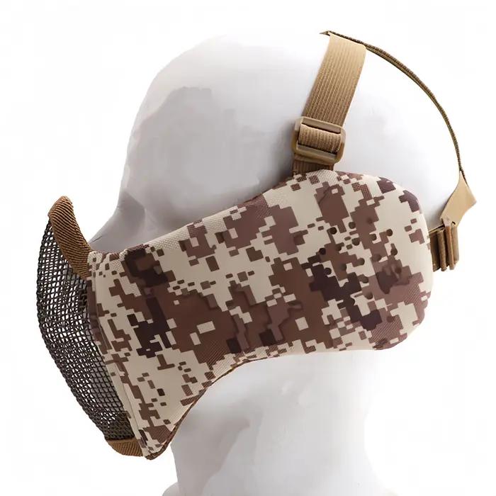 Hunting Foldable Mesh Mask With Ear Protection Airsoft Half Face Paintball Shoot