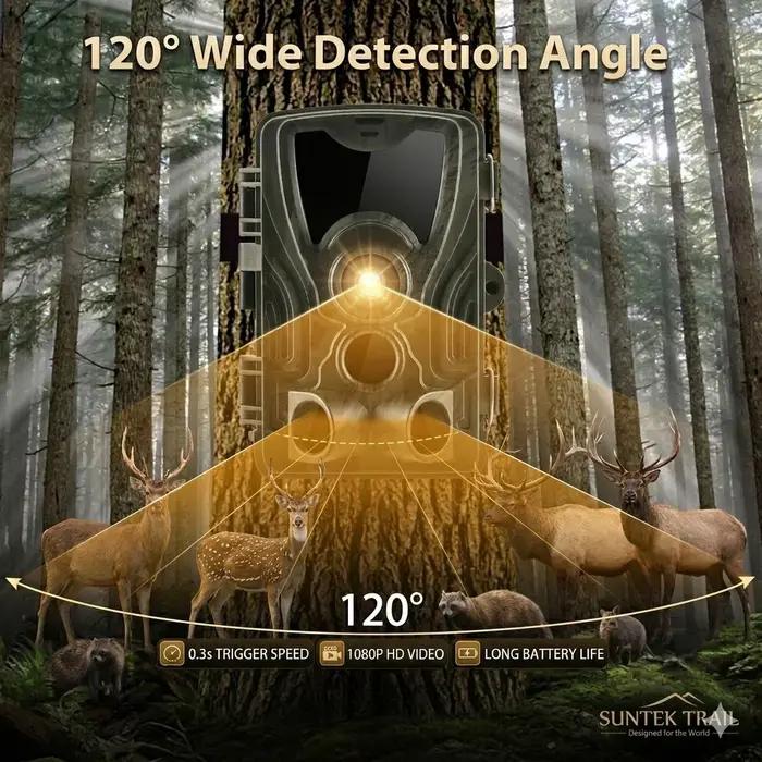 Caméra de chasse exterieure 24mp 1080p batterie 5000mah lithium vision nocturne surveillance ferme verger sécurité a domicile