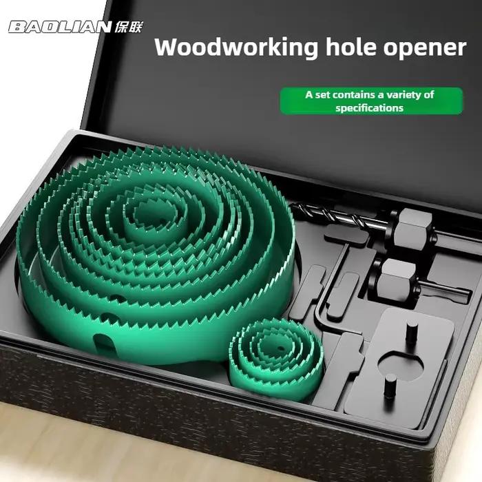 Jeu de trépans BAOLIAN pour bois avec noyau métal 19-127mm scie couronne outils menuiserie professionnels