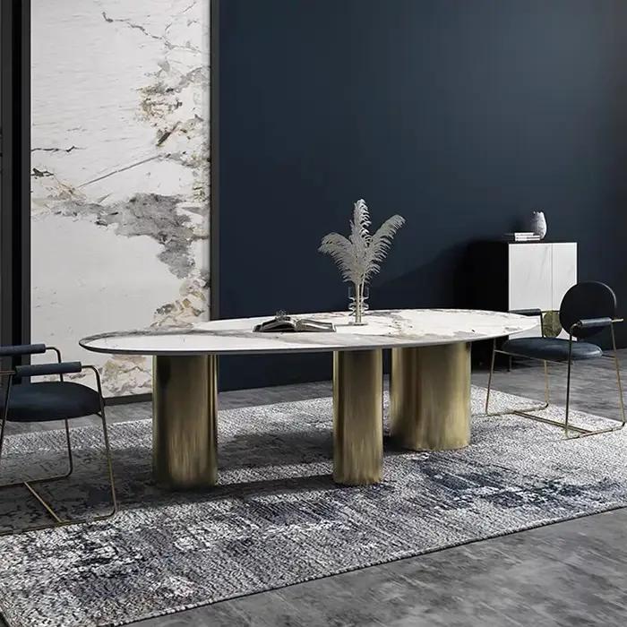 Combinaison de Table à manger et chaises ovales lumineuses italiennes, pour grande Villa, meubles de