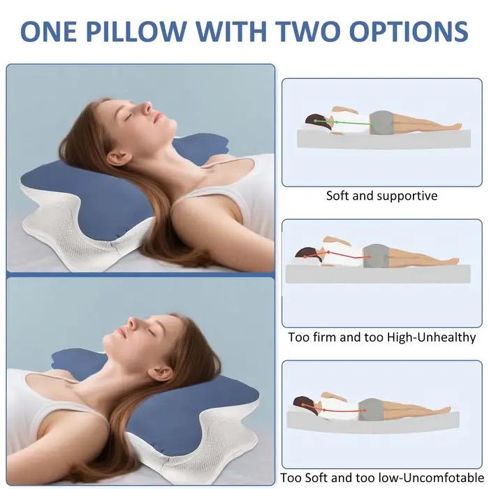 Oreiller cervical mémoire de forme ergonomique pour dormeurs dos et côté alignement spinal correct