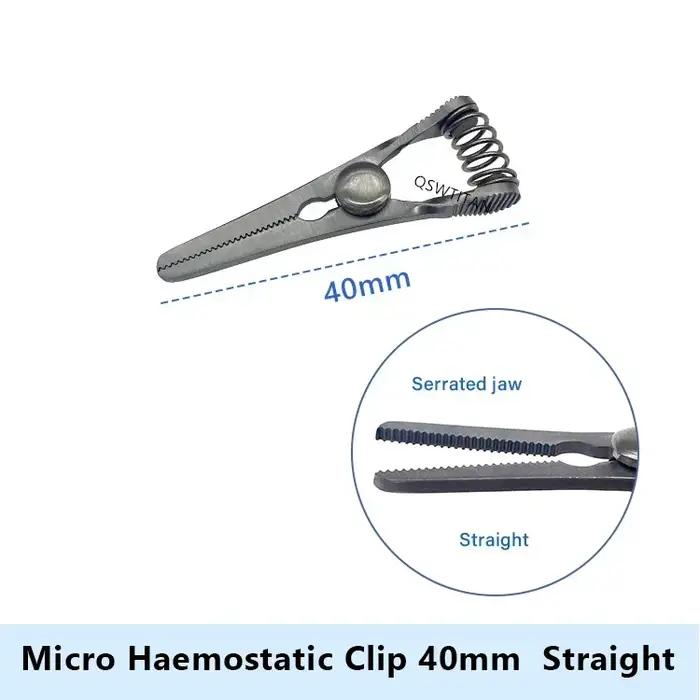 Pinces microchirurgicales Bulldog en acier inoxydable, clips hémostatiques micro avec mâchoire denté