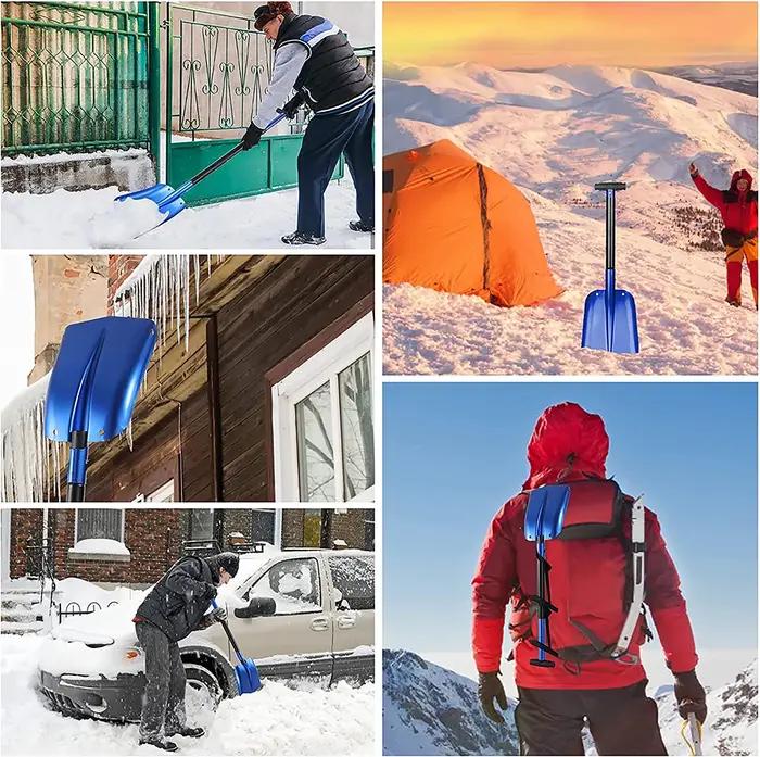 Pelle rétractable en aluminium pour déneigement et jardinage, outil de survie multifonctionnel pour camping et randonnées en hiver