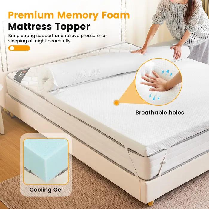 Surmatelas MCQ de 3 pouces avec housse amovible douce, mousse à mémoire de forme épaisse infusée de