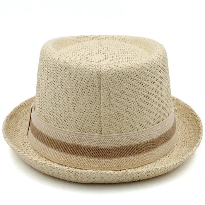 Men Women Classical Straw Pork Pie Hats Fedora Sunhats Trilby Caps Summer Boater Street Outdoor Trav