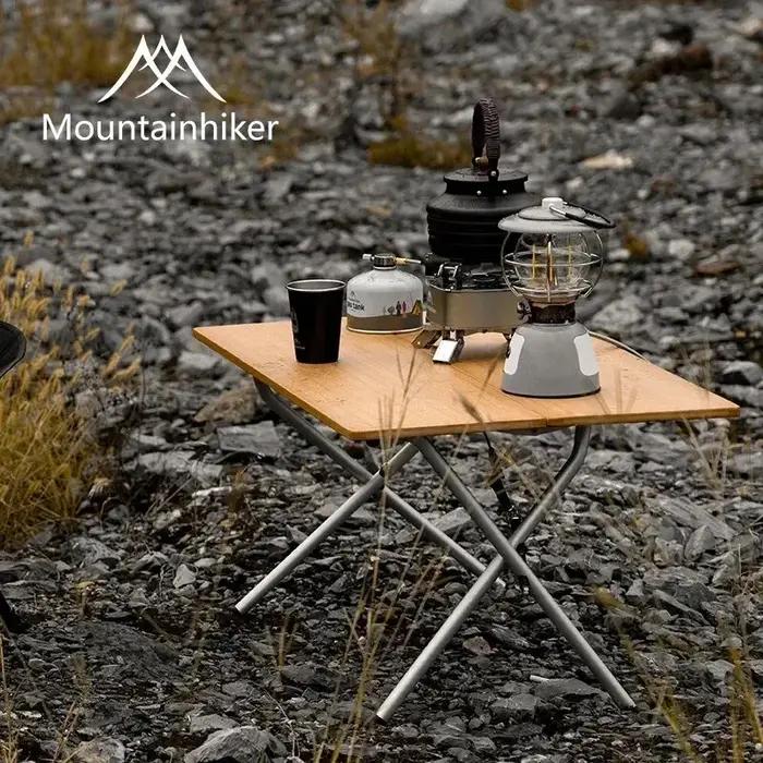 MOUNTAINHIKER Camping en plein air bambou 2/3 Table pliante Portable stockage rapide bureau pliant T