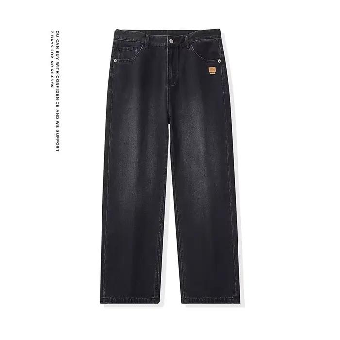 Jeans pour hommes High Streets Printemps-Été, style rétro américain, coupe ample et large, en denim,