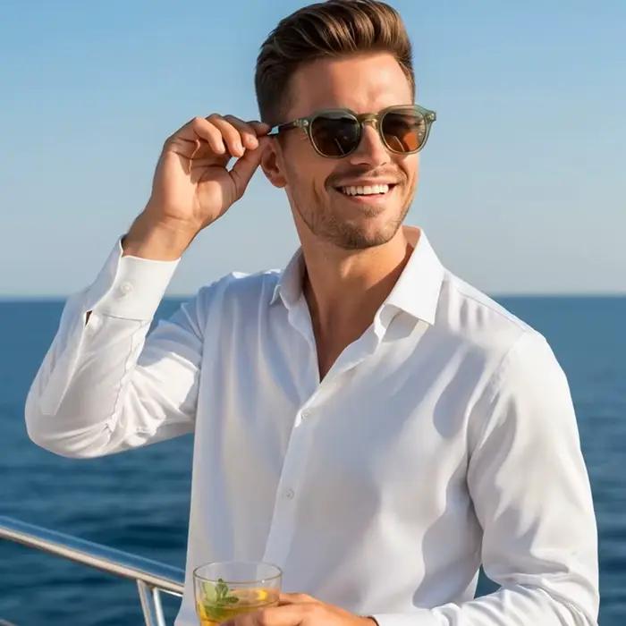 Lunettes de soleil polarisées rétro CATERSIDE pour hommes, monture ultralégère TR90, lunettes de sol