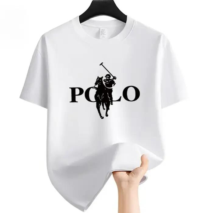 T-shirt en polyester décontracté pour hommes, imprimé, col rond, léger et respirant, parfait pour l'été et les journées décontractées