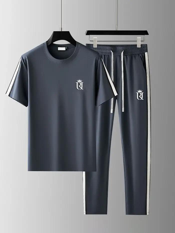 Ensemble de vêtements de sport décontractés pour hommes, ensemble de 2 pièces à la mode d'été avec T