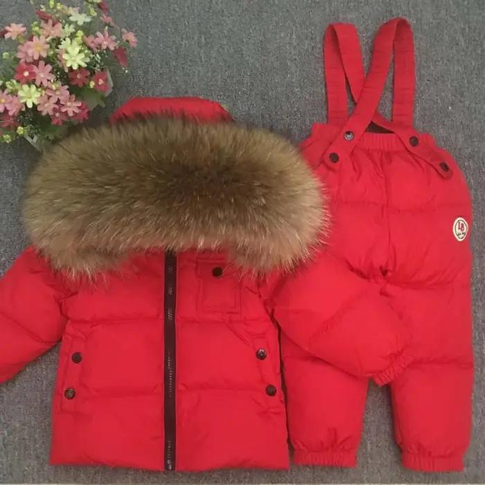 Costume d'hiver russe pour filles, costumes chauds d'hiver pour enfants, veste en duvet de canard +