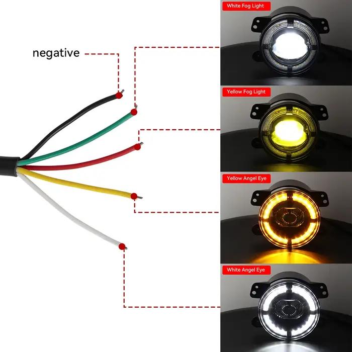 Feux antibrouillard avant LED ronds de 4 pouces pour Grand Cherokee 2011-2013/Wrangler JK 2007-2018