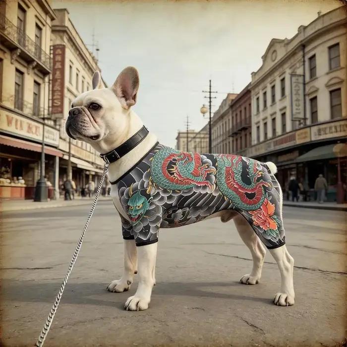 T-shirt humoristique pour chien avec motif tatouage, vêtements pour animaux de compagnie, t-shirt un