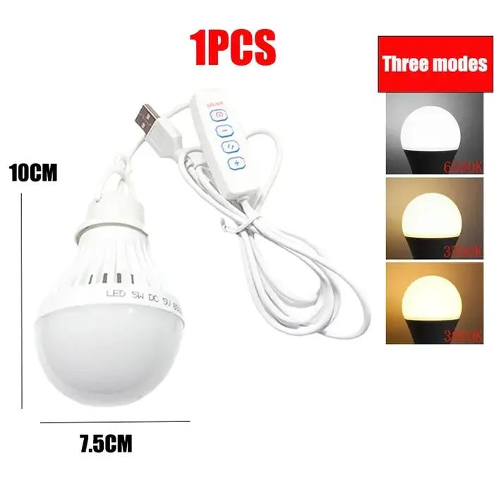 DC5V Led Camping lumière Usb ampoule de secours 3 couleurs Dimmable suspension tente lampe pour le travail barbecue pêche réparation porte Camping équipement