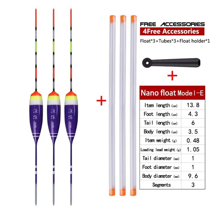 Flotteurs Nano de pêche en eau peu profonde avec tubes de bouée et support flottant multicolore pour pêcheurs passionnés