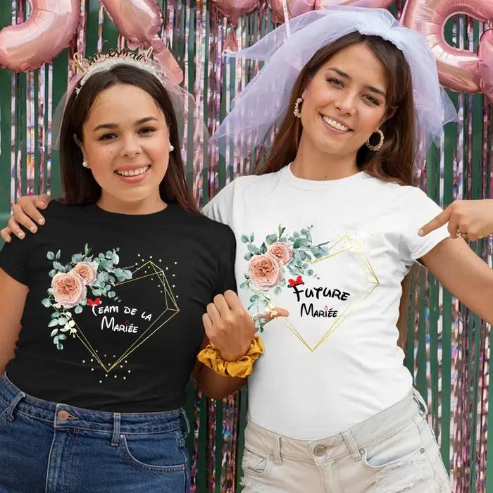 T-shirts de fête pour les future mariées : T-shirt à manches courtes avec couronne de fleurs