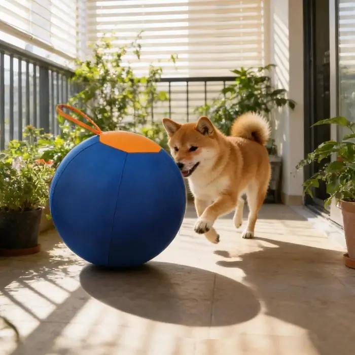 Balle de jeu interactive en plastique bleu pour chiens de toutes tailles, pour jouer à l'intérieur et à l'extérieur, stimuler l'esprit et le corps de votre animal de compagnie, résistant aux mordillements et aux griffures