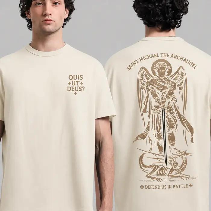 T-shirt en coton imprimé de haute qualité pour adultes, Saint Michel l'archange, vêtements pour hommes et femmes, t-shirt tendance à la mode pour l'été
