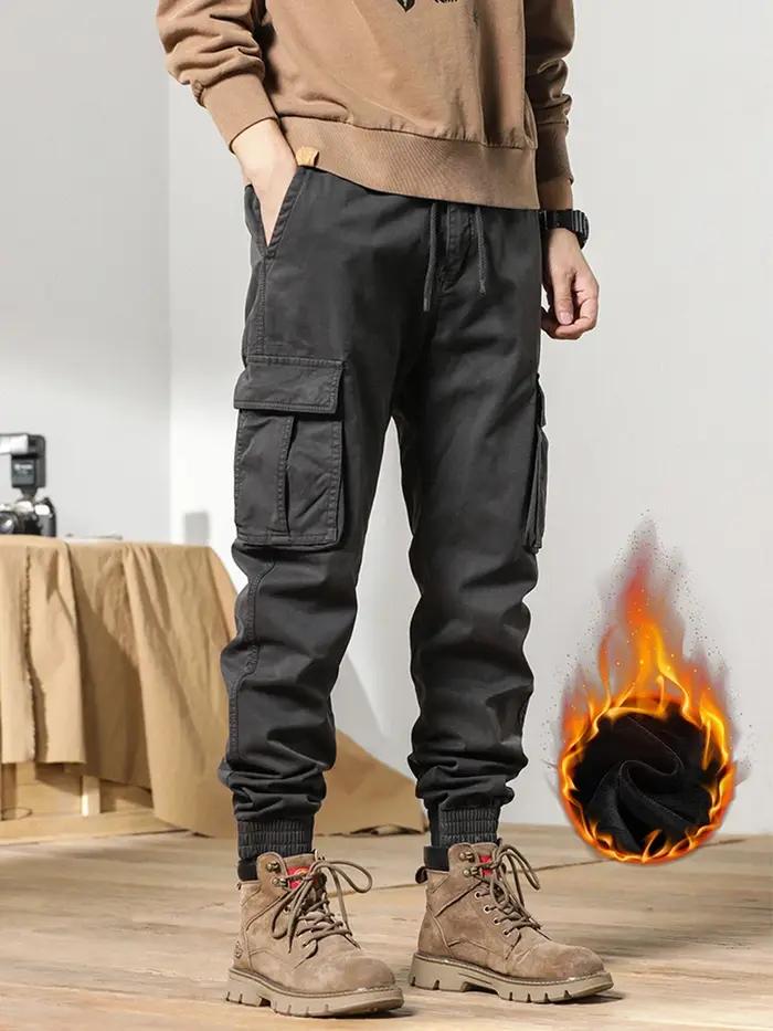 Pantalon cargo hiver 2024 doublure polaire - Multi-poches chasse thermique jogger homme chaud