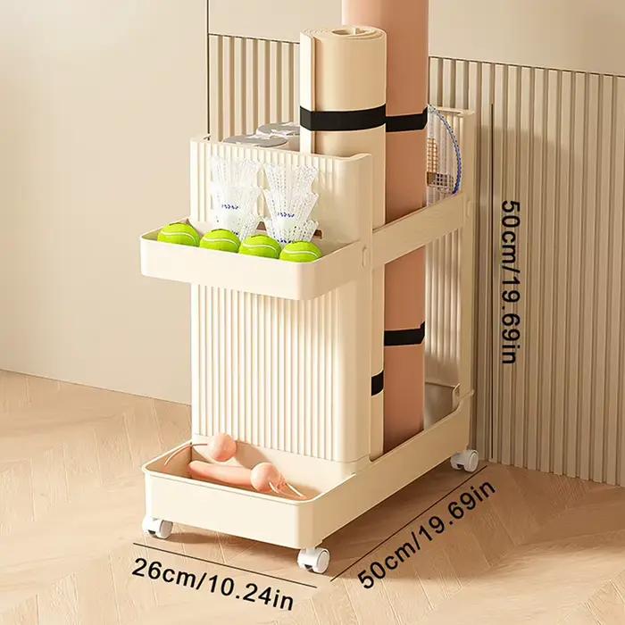 Support d'équipement de gymnastique avec roues, support de rangement de sport, panier de tapis de Yo
