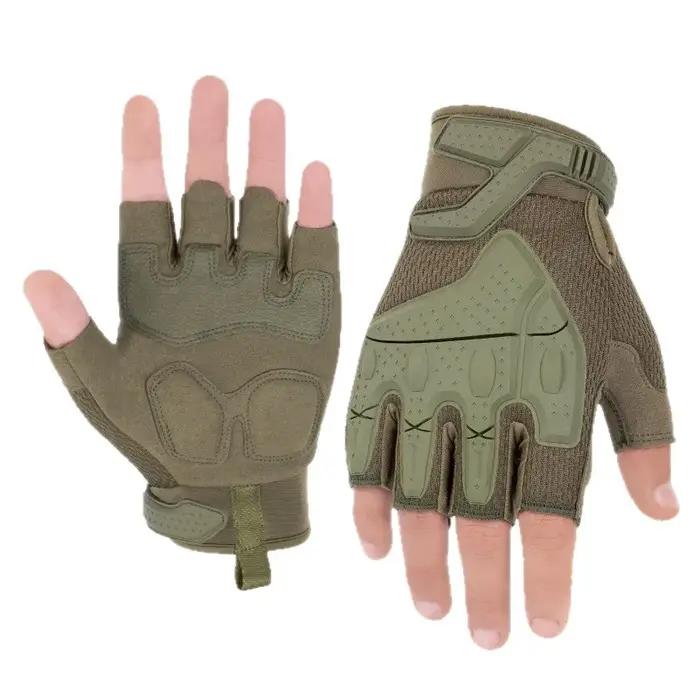 Gants tactiques demi-doigts camouflage - Anti-choc, anti-dérapant, résistant pour VTT et sports outdoor
