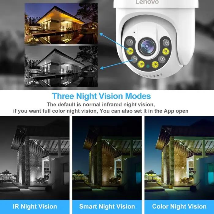 Caméra surveillance extérieure Lenovo 5MP WiFi - PTZ 5x zoom