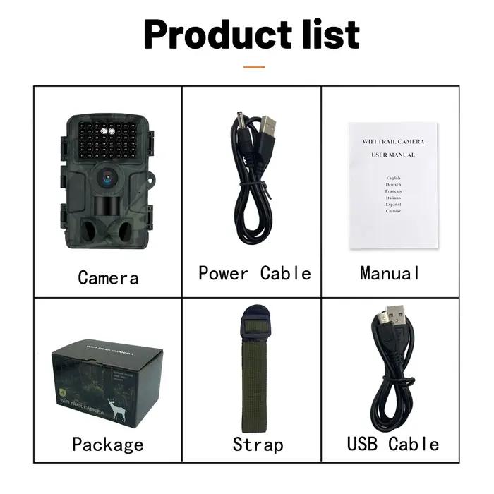 PR4000 WiFi caméra de chasse Bluetooth 1080P 32MP Vision nocturne infrarouge IP66 étanche 2.0 pouces
