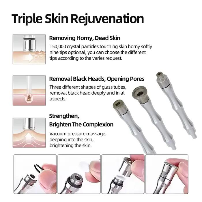 Machine de beauté à Microdermabrasion diamant 3 en 1, dispositif d'exfoliation par pulvérisation d'e