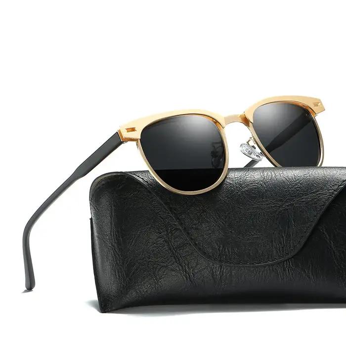 Lunettes de soleil polarisantes rétro pour hommes - Monture ronde petite, protection UV, sports et voyage