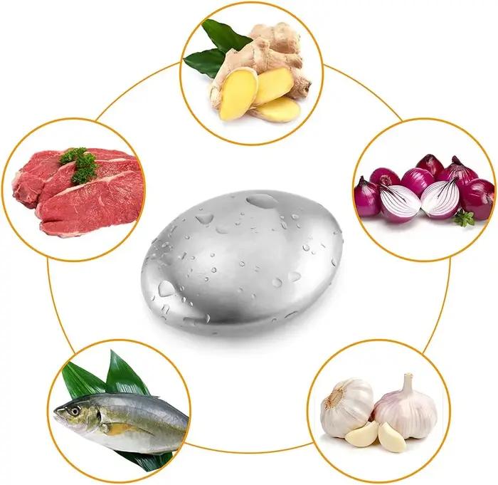 Savon en acier inoxydable | Retirez les odeurs de mains fortes comme l'oignon et l'ail | Gadget d'élimination des odeurs de cuisine (ovale)