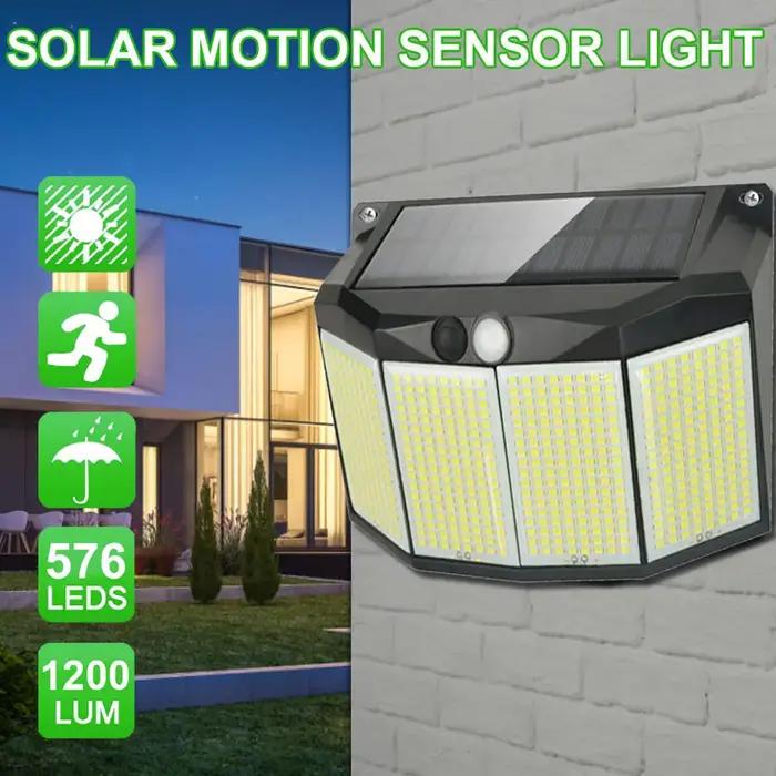 Applique Murale Solaire 62 Étanche avec 3 Modes de Fonctionnement, Détecteur de Mouvement, Projecteu
