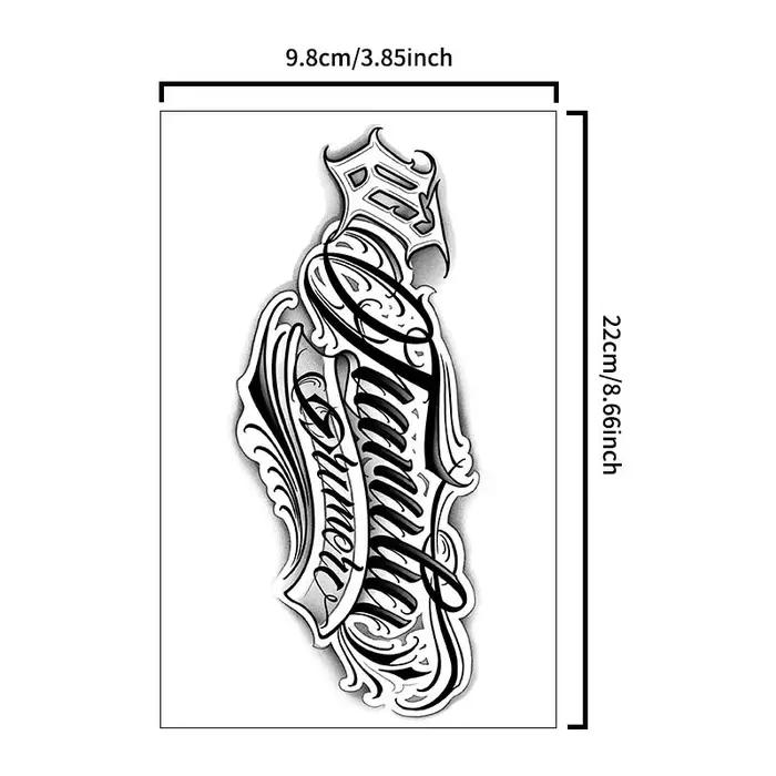 1 tatouage temporaire imperméable à l'eau avec motif écrit à la main, longue durée (1 à 2 semaines), faux tatouage semi-permanent réaliste pour bras et jambe.