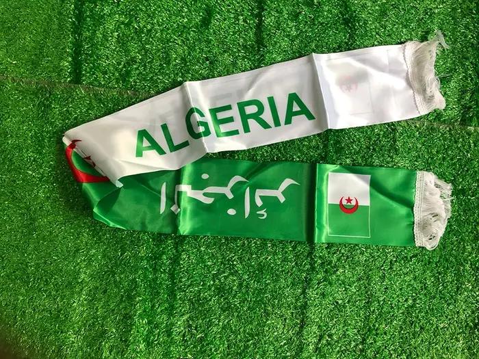 Écharpe SKY FLAG Algérie 14*130cm, écharpe personnalisée avec drapeau algérien, écharpe d'équipe de football, impression sur satin, bannière Algérie