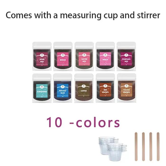 12 sachets de poudre tie-dye de différentes couleurs, colorants reconditionnés pour textiles faits main, adaptés à la teinture des vêtements et des tissus.