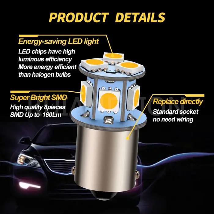 RUIANDSION 10 pièces S25 1156 BA15S P21W LED BAU15S PY21W 6V 12V 24V voiture clignotant camion feu d