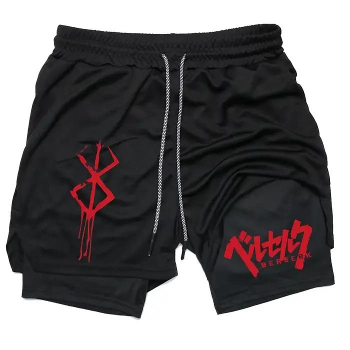 Anime Berserk Performance Shorts hommes 2 en 1 course Shorts de Compression entraînement Yoga vêteme