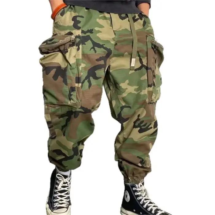 Pantalon tactique camouflage homme grandes poches loose - Tenue loisir sport jogging chasse