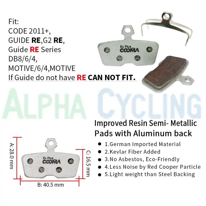 4 paires de plaquettes de frein de vélo pour SRAM Motive, DB8, Code, CODE R (2011 à aujourd'hui), DB