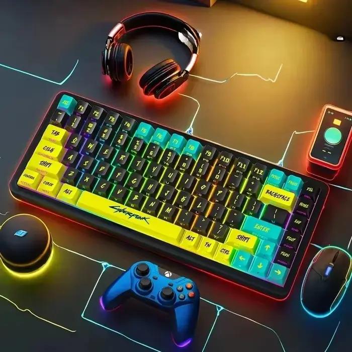Cyberpunk 129 Key Original Factory Side Engraved Translucent Keycap Pbt Keycap Custom Adapted Wooting Keyboard Decoration Keycap