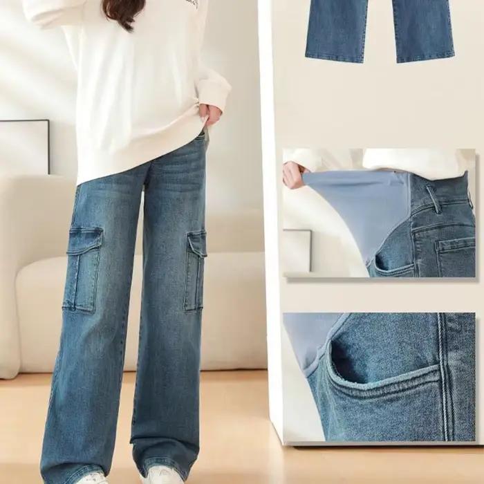 2025 maternité vintage lavé denim jean pour femmes enceintes vêtements taille élastique ventre panta