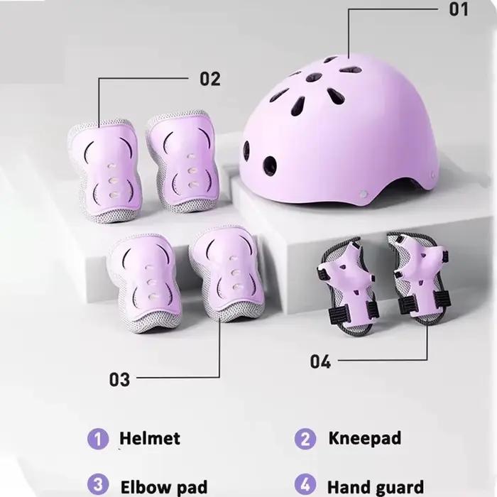 Ensemble de protections réglables pour enfants 7 pièces/ensemble équipement de sécurité épaissi absorbant les chocs respirant adapté pour divers sports de plein air