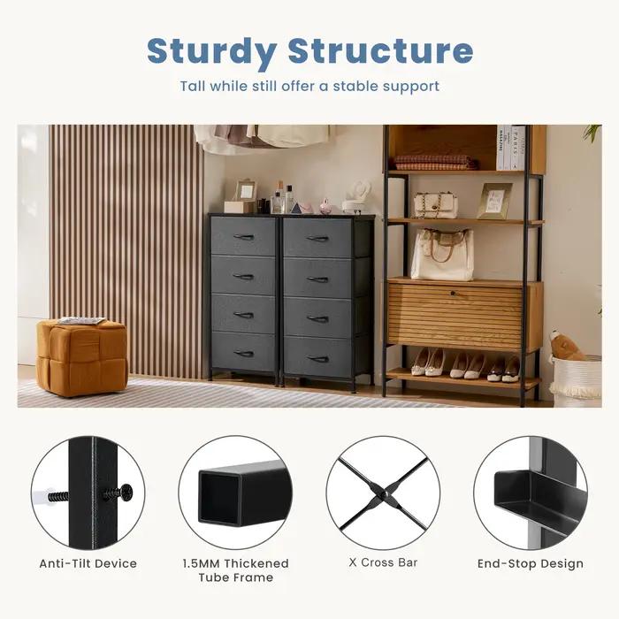 JIAN-Armoire de Rangement pour Vêtements, Commode pour Chambre à Coucher, 4 Tiroirs de Proximité en