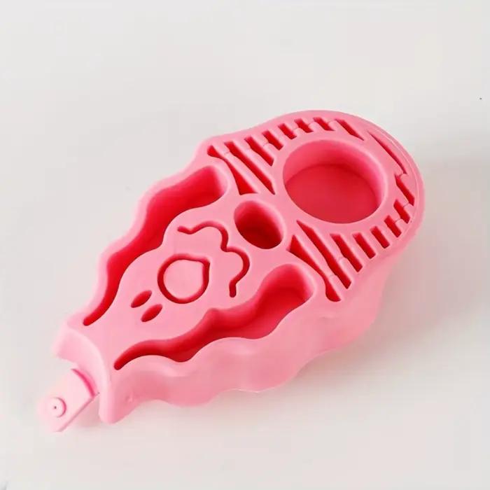 Brosse de toilettage en silicone rose pour chiens et chats grande taille pour le toilettage et le massage des animaux de compagnie