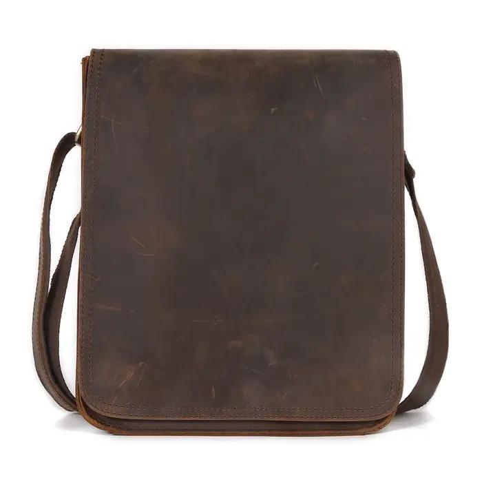 JOYIR petit sac messager en cuir véritable pour hommes sac à bandoulière à rabat décontracté sac
