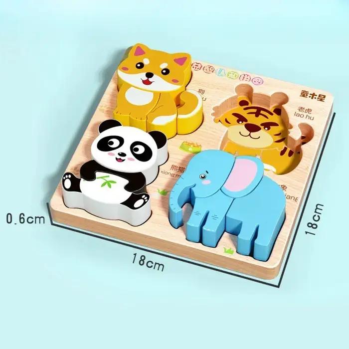 Puzzle 3D en bois Montessori pour enfants, circulation des animaux, jouets d'apprentissage précoce, cadeaux pour enfants