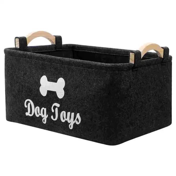 Boîte de rangement pour jouets d'animaux en feutre durable avec poignées en bois pour chiens et chats occasions spéciales-decoration-interieur-fournitures-toilettage-gift