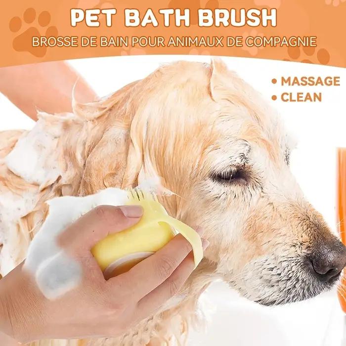 Brosse de bain pour chien, distributeur de shampoing pour massage des animaux, outil de toilettage à poils en caoutchouc pour chiens et chats