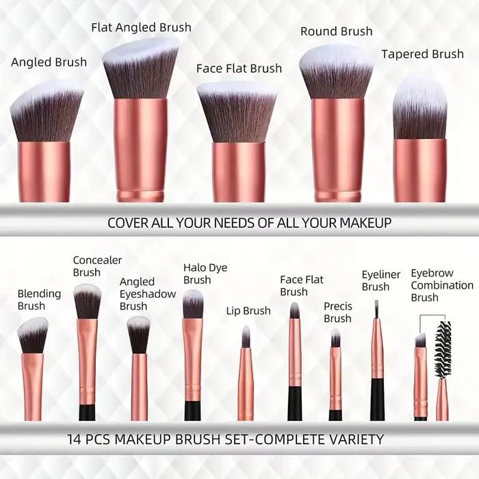 Professiona 14 pièces ensemble de pinceaux de maquillage fond de teint doux moelleux Blush poudre fa